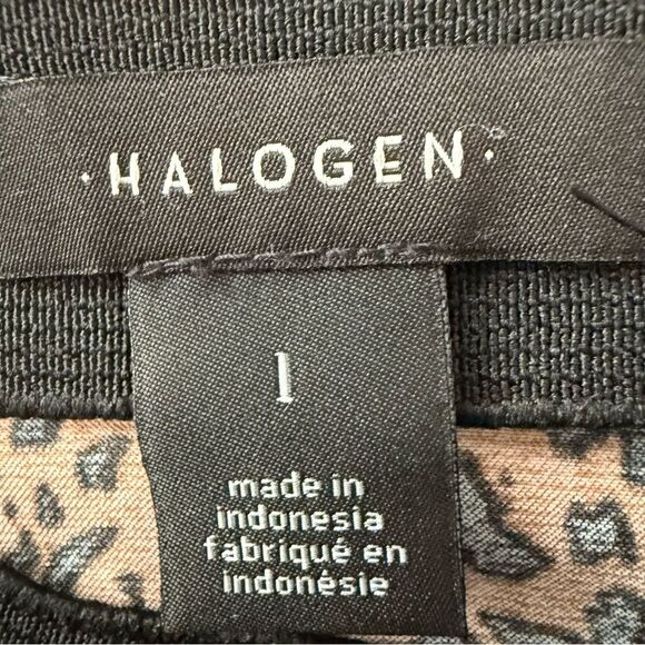 Halogen Leopard Print Satin Midi Skirt with Side Slit Sz Large NWOT - Picture 3 of 5